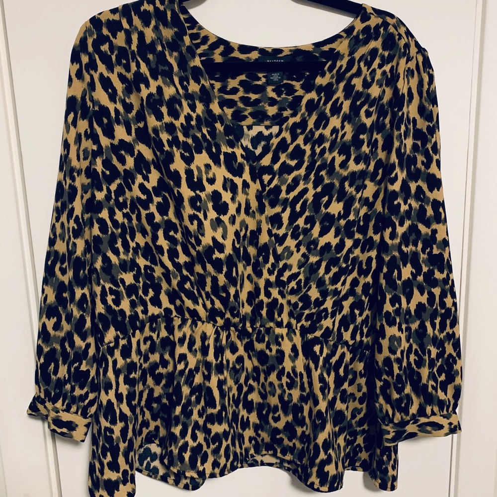 Halogen wrap front peplum top